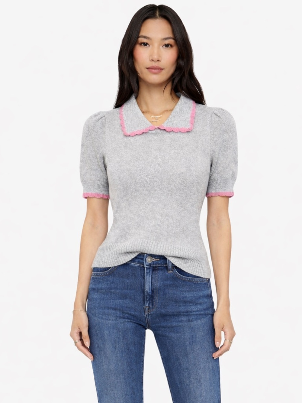 #51 🌷Song of style Gray and Pink Women's Sweater